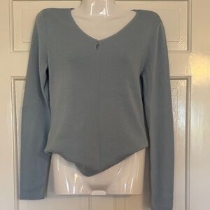Ann Taylor Light Blue V-Neck Long Sleeve Tee